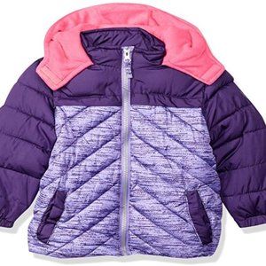 Girls Active Puffer Jacket Pink Platinum Baby 12 M